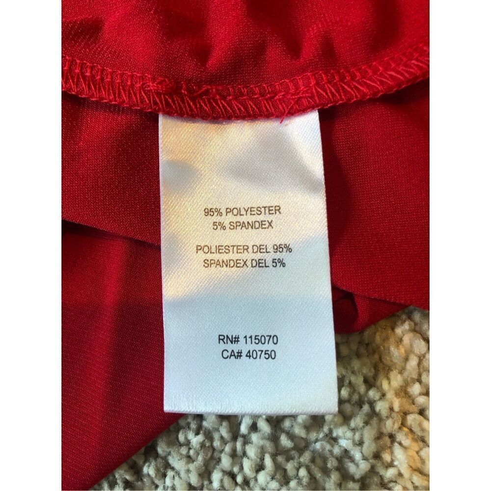 Nina Leonard Woman’s Red and White 3/4 Sleeve Wrap Style V Neck Dress Size 3X - Picture 8 of 10